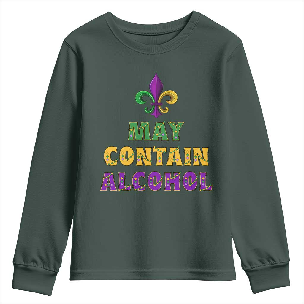 Funny Mardi Gras Party Youth Sweatshirt May Contain Alcohol Drinking Team