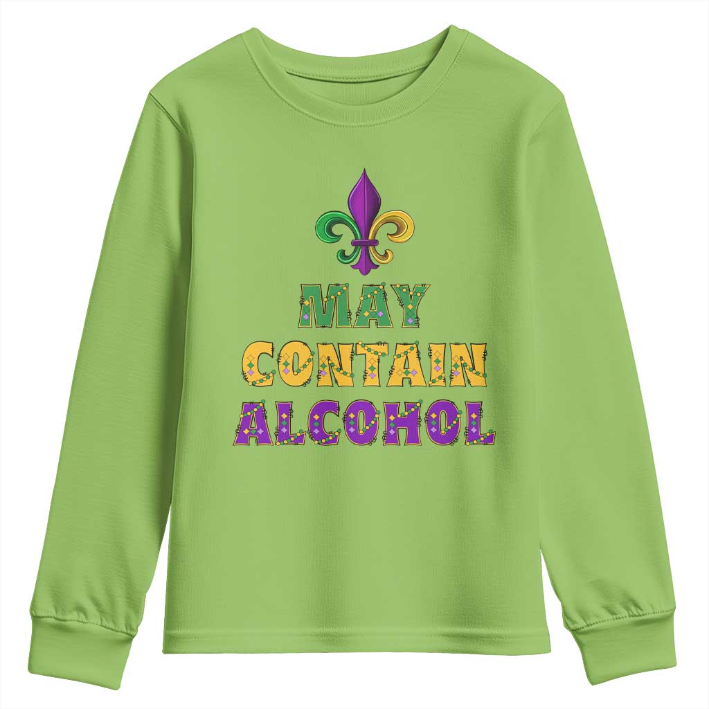 Funny Mardi Gras Party Youth Sweatshirt May Contain Alcohol Drinking Team