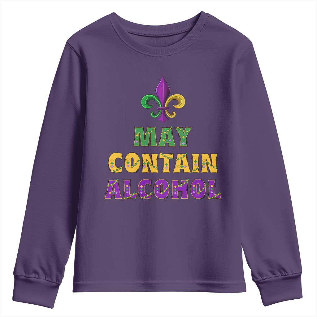 Funny Mardi Gras Party Youth Sweatshirt May Contain Alcohol Drinking Team