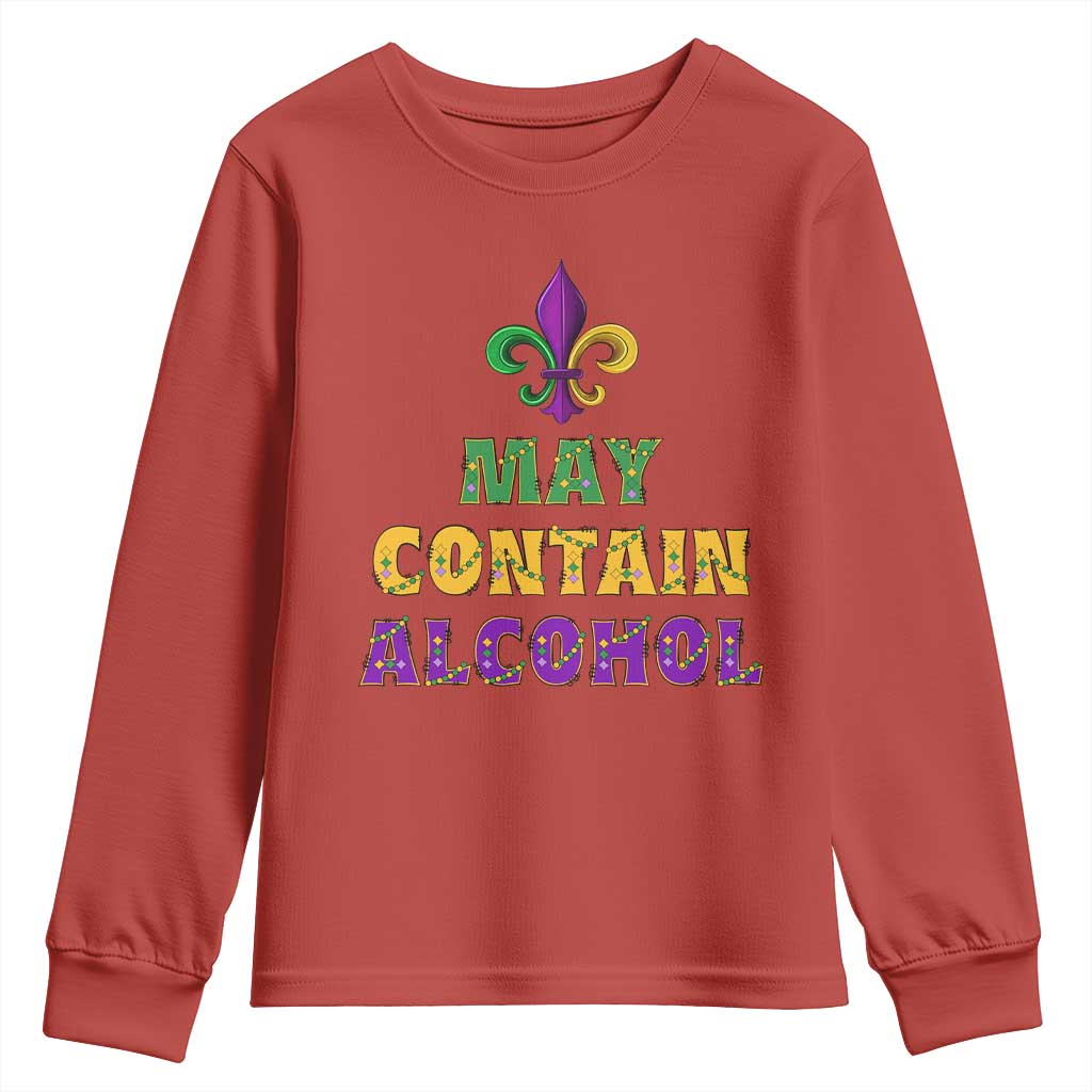 Funny Mardi Gras Party Youth Sweatshirt May Contain Alcohol Drinking Team