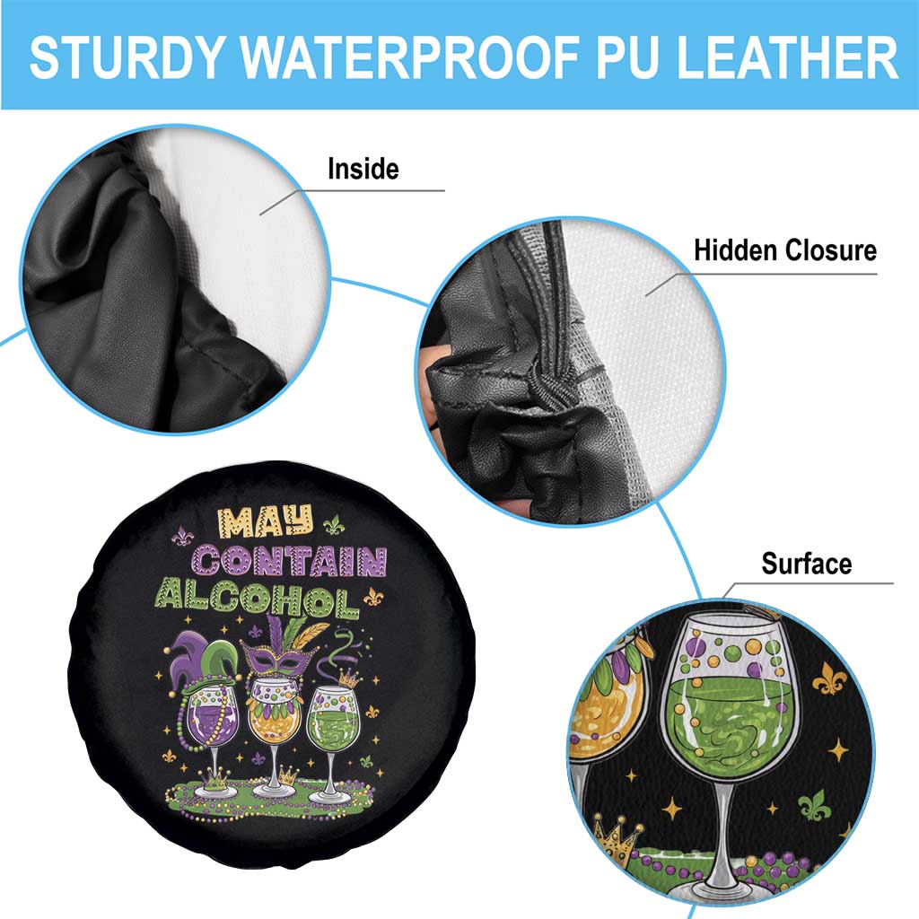 Funny Mardi Gras Drinking Team Spare Tire Cover May Contain Alcohol Fat Tuesday Party