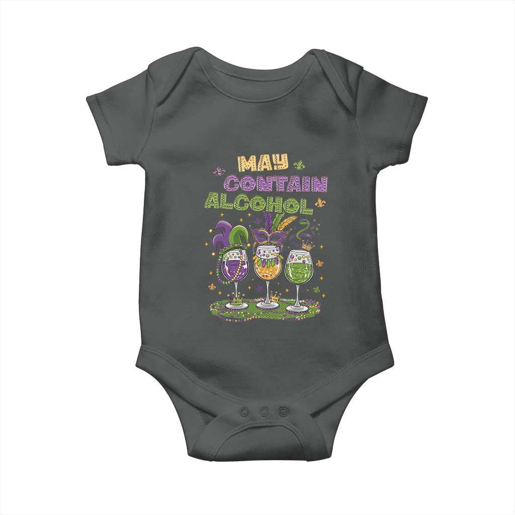 Funny Mardi Gras Drinking Team Baby Onesie May Contain Alcohol Fat Tuesday Party
