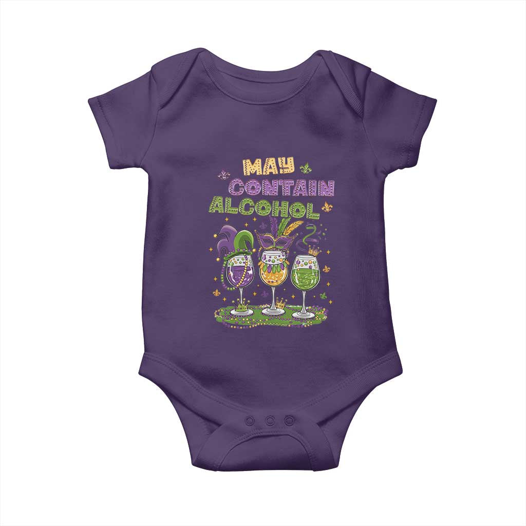 Funny Mardi Gras Drinking Team Baby Onesie May Contain Alcohol Fat Tuesday Party