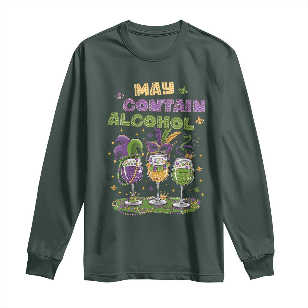 Funny Mardi Gras Drinking Team Long Sleeve Shirt May Contain Alcohol Fat Tuesday Party
