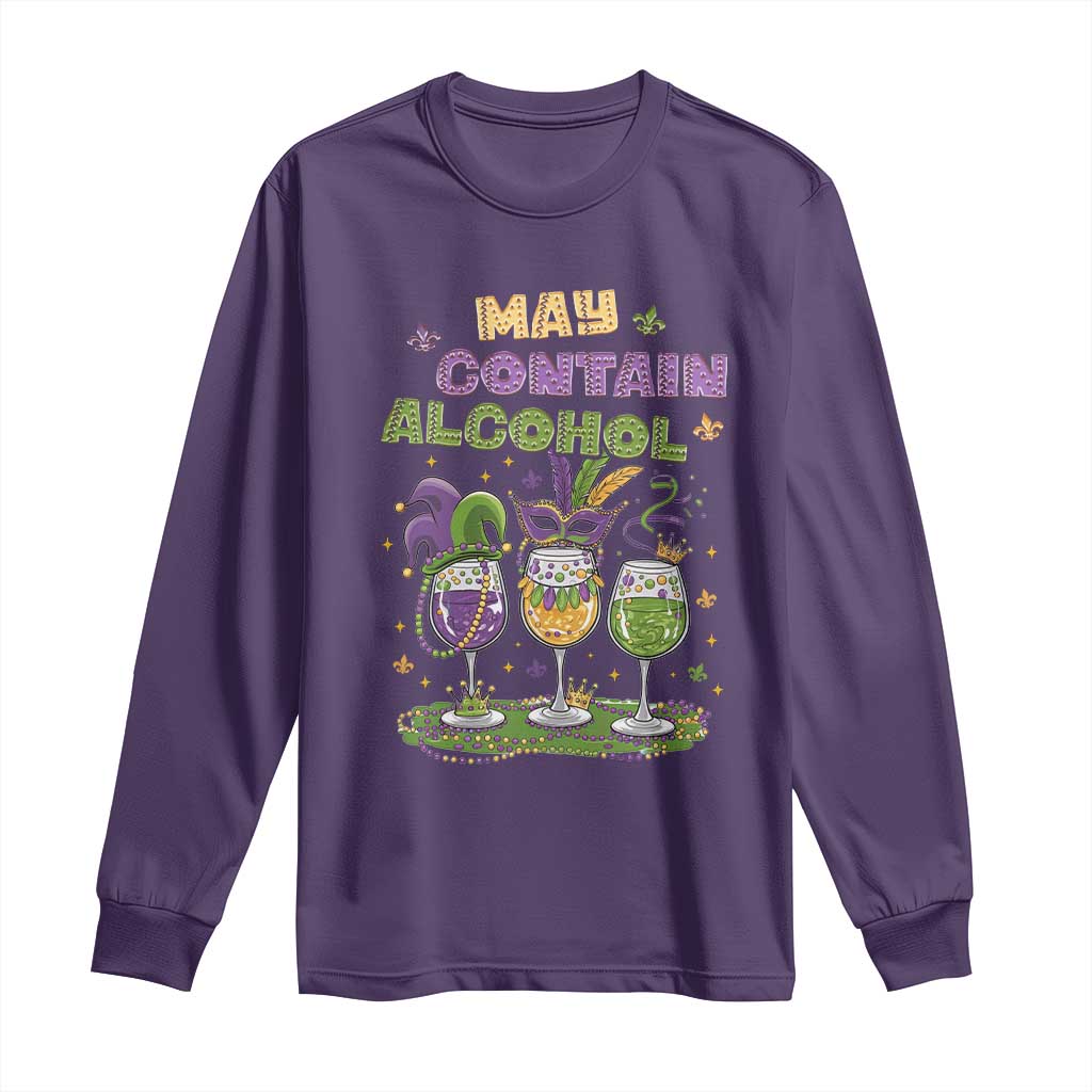 Funny Mardi Gras Drinking Team Long Sleeve Shirt May Contain Alcohol Fat Tuesday Party