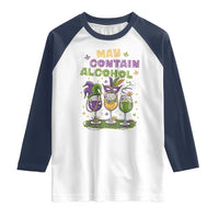Funny Mardi Gras Drinking Team Raglan Shirt May Contain Alcohol Fat Tuesday Party