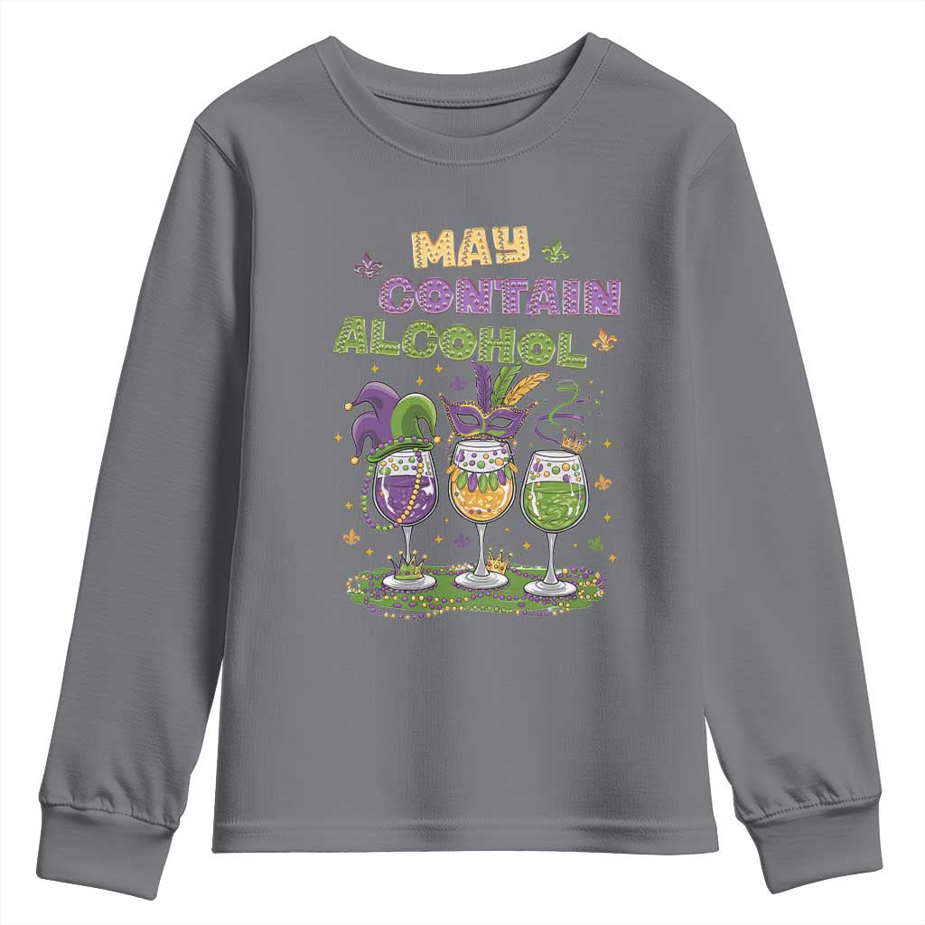 Funny Mardi Gras Drinking Team Youth Sweatshirt May Contain Alcohol Fat Tuesday Party