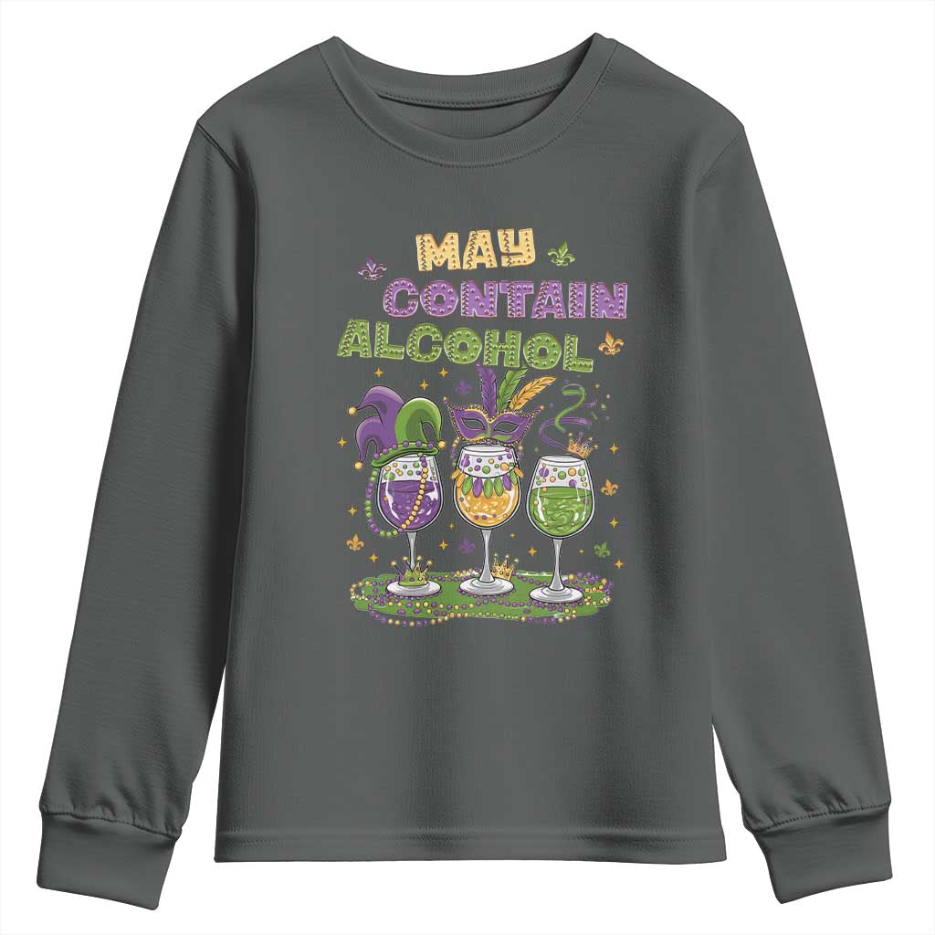 Funny Mardi Gras Drinking Team Youth Sweatshirt May Contain Alcohol Fat Tuesday Party