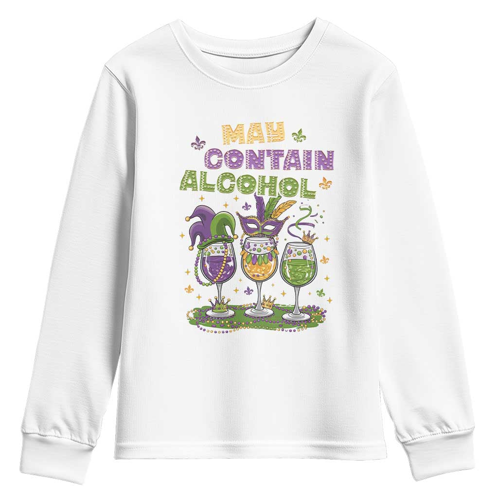 Funny Mardi Gras Drinking Team Youth Sweatshirt May Contain Alcohol Fat Tuesday Party