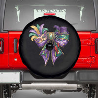 Coquette Bow Mardi Gras Spare Tire Cover New Orleans Carnival Beads Mask Crawfish