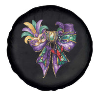 Coquette Bow Mardi Gras Spare Tire Cover New Orleans Carnival Beads Mask Crawfish