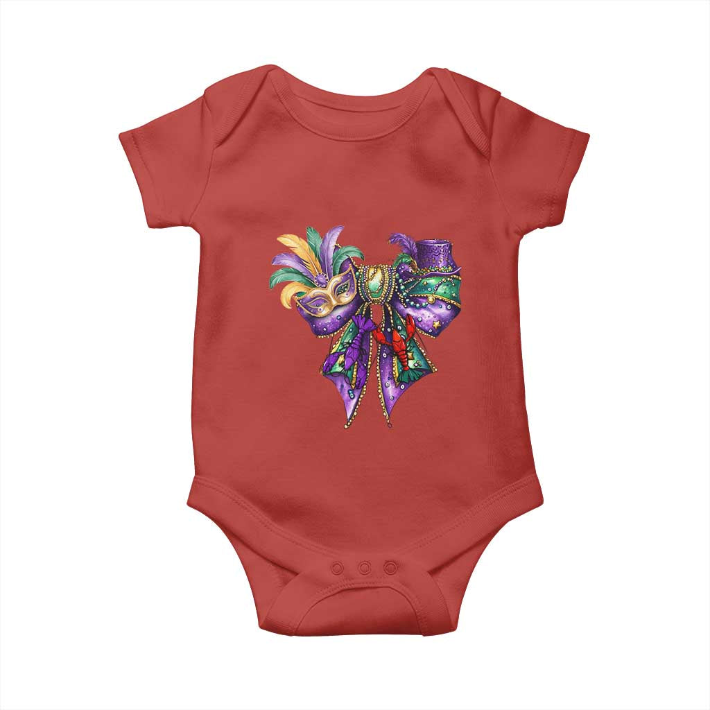 Coquette Bow Mardi Gras Baby Onesie New Orleans Carnival Beads Mask Crawfish