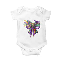 Coquette Bow Mardi Gras Baby Onesie New Orleans Carnival Beads Mask Crawfish