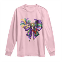 Coquette Bow Mardi Gras Long Sleeve Shirt New Orleans Carnival Beads Mask Crawfish