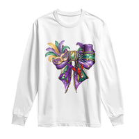 Coquette Bow Mardi Gras Long Sleeve Shirt New Orleans Carnival Beads Mask Crawfish