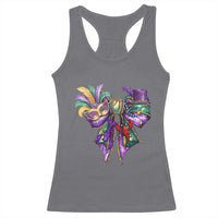 Coquette Bow Mardi Gras Racerback Tank Top New Orleans Carnival Beads Mask Crawfish