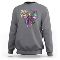 Coquette Bow Mardi Gras Sweatshirt New Orleans Carnival Beads Mask Crawfish