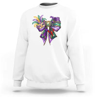 Coquette Bow Mardi Gras Sweatshirt New Orleans Carnival Beads Mask Crawfish