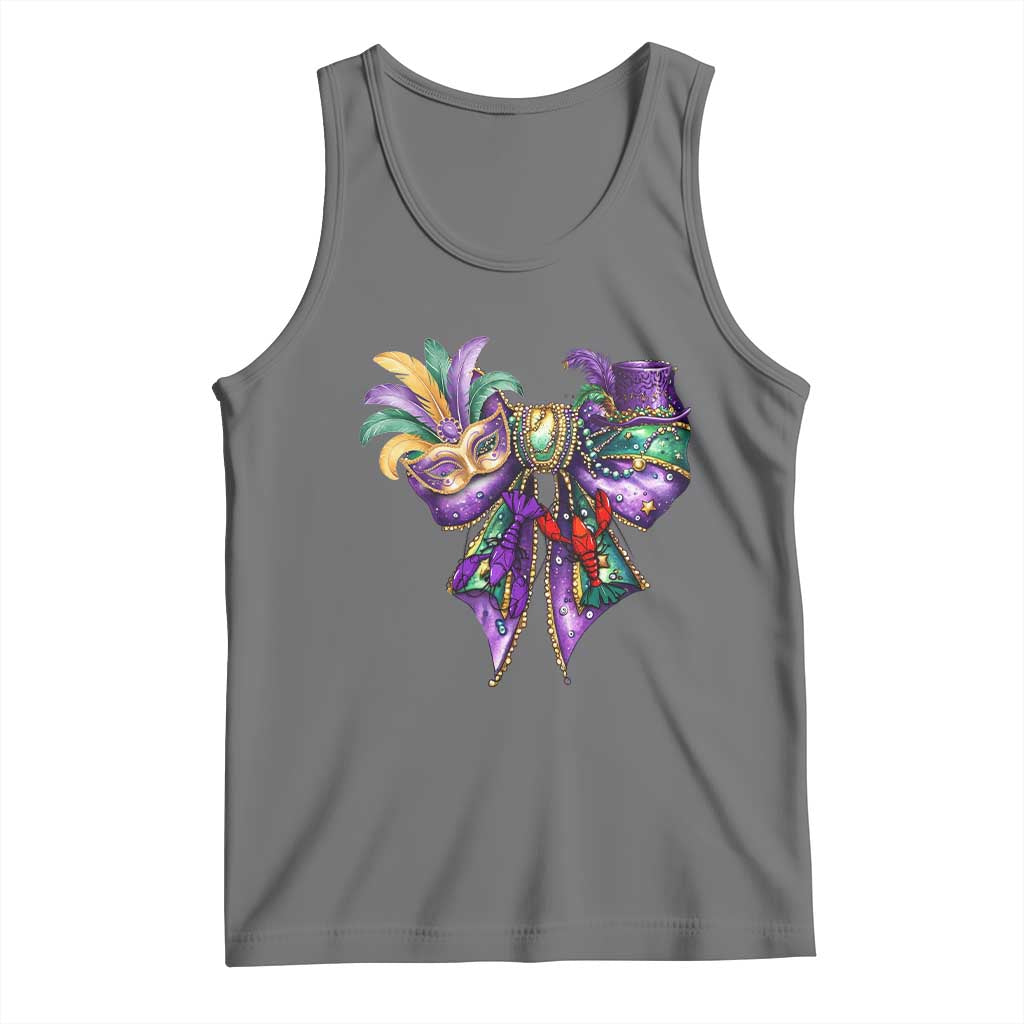 Coquette Bow Mardi Gras Tank Top New Orleans Carnival Beads Mask Crawfish