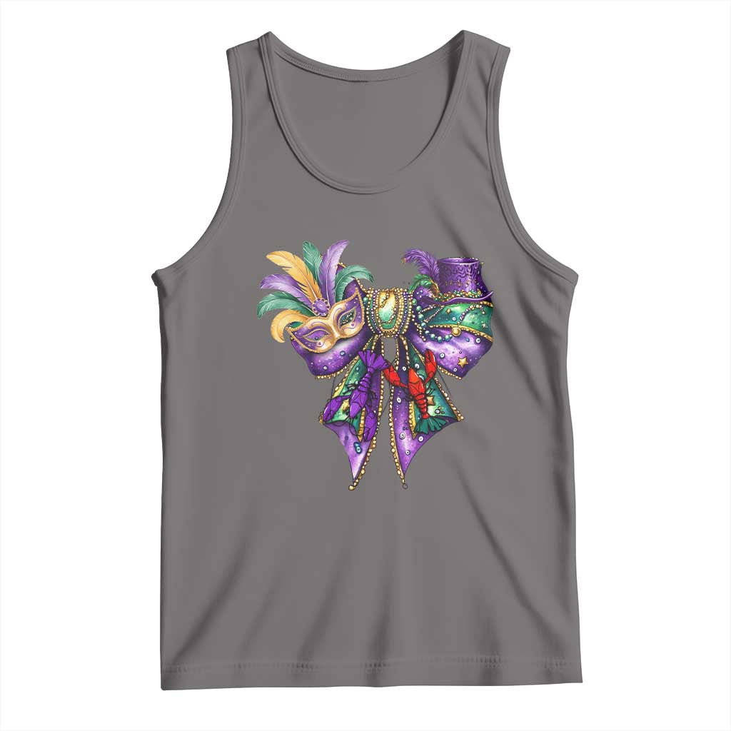 Coquette Bow Mardi Gras Tank Top New Orleans Carnival Beads Mask Crawfish