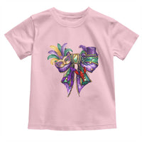 Coquette Bow Mardi Gras Toddler T Shirt New Orleans Carnival Beads Mask Crawfish