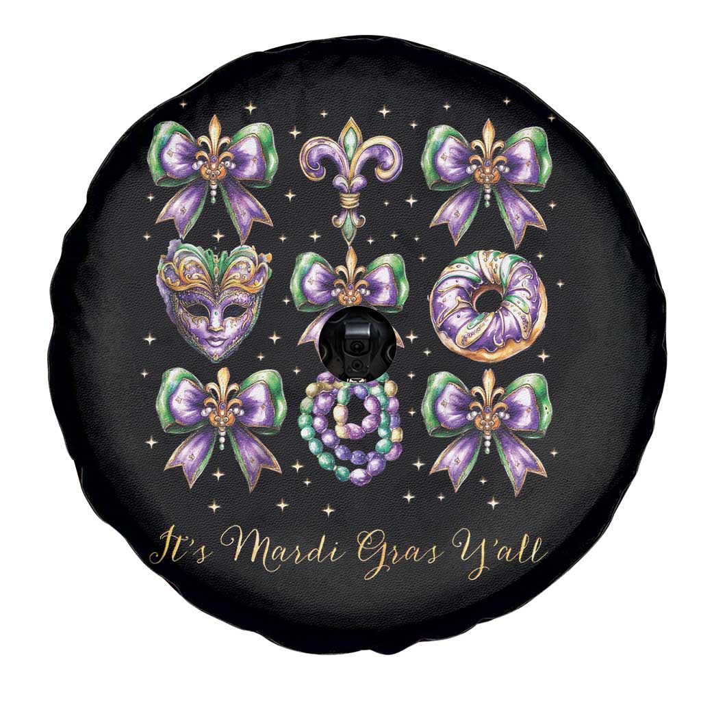 Coquette Bow Mardi Gras Spare Tire Cover It's Mardi Gras Y'all Fleur De Lis Mask