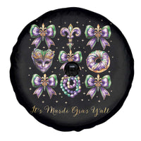Coquette Bow Mardi Gras Spare Tire Cover It's Mardi Gras Y'all Fleur De Lis Mask