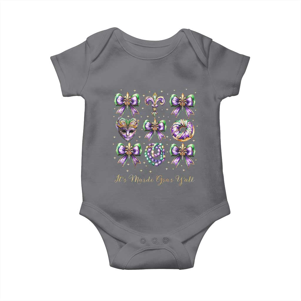 Coquette Bow Mardi Gras Baby Onesie It's Mardi Gras Y'all Fleur De Lis Mask