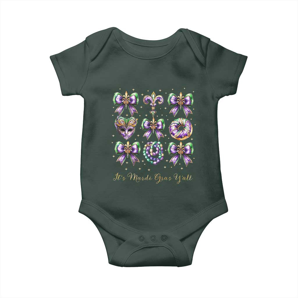 Coquette Bow Mardi Gras Baby Onesie It's Mardi Gras Y'all Fleur De Lis Mask