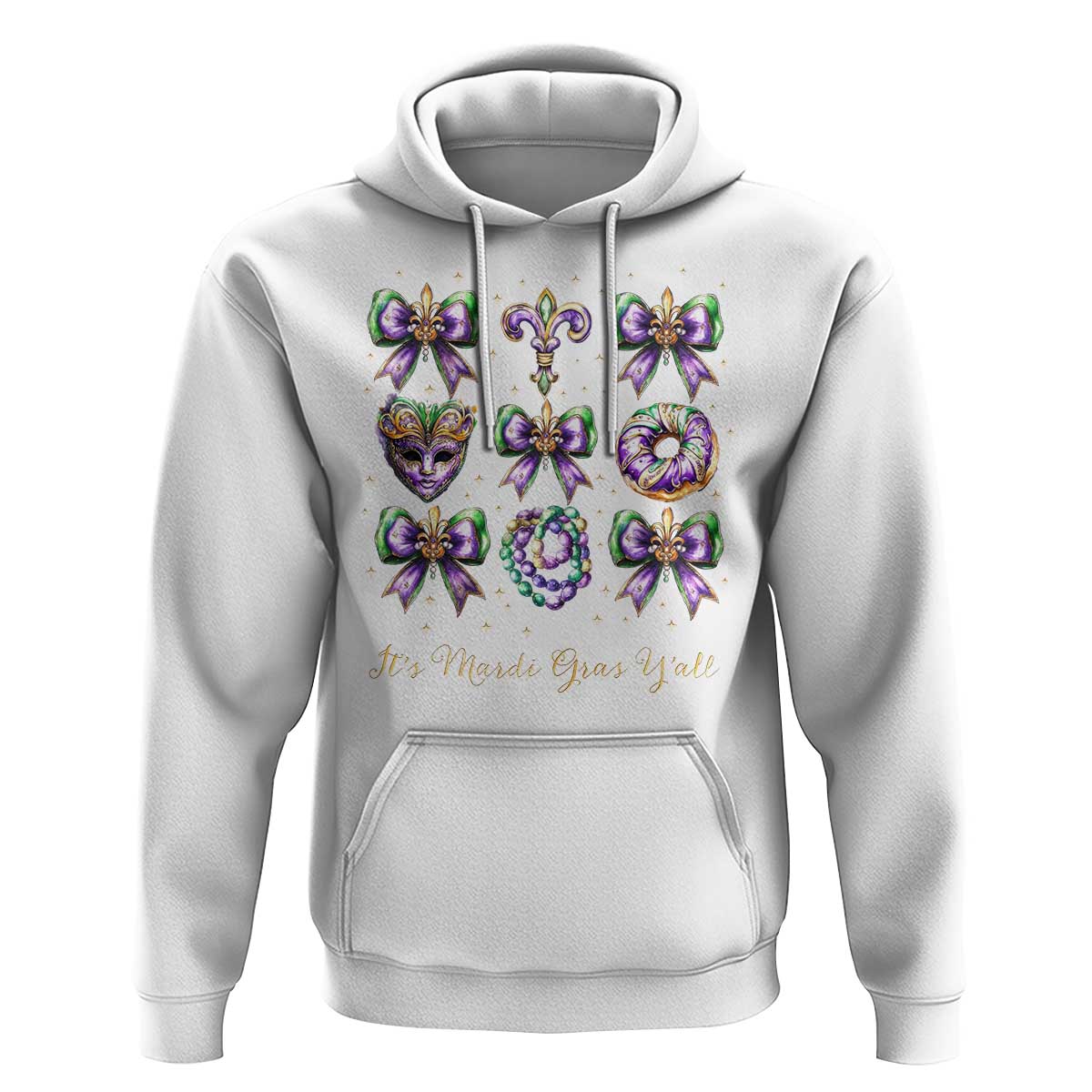 Coquette Bow Mardi Gras Hoodie It's Mardi Gras Y'all Fleur De Lis Mask