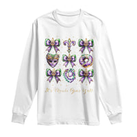 Coquette Bow Mardi Gras Long Sleeve Shirt It's Mardi Gras Y'all Fleur De Lis Mask