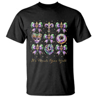 Coquette Bow Mardi Gras T Shirt It's Mardi Gras Y'all Fleur De Lis Mask