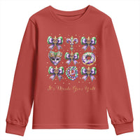 Coquette Bow Mardi Gras Youth Sweatshirt It's Mardi Gras Y'all Fleur De Lis Mask
