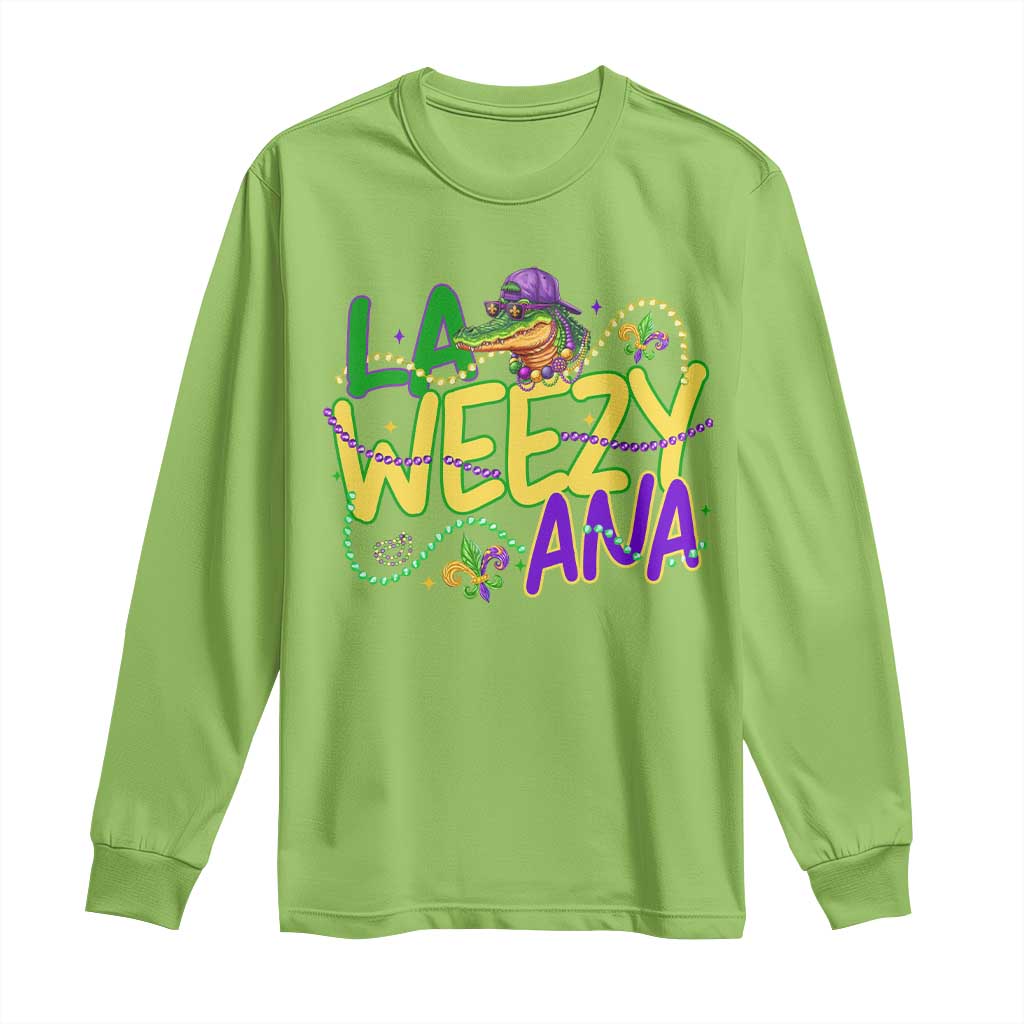 Mardi Gras Long Sleeve Shirt La Weezy Ana Hip Hop Aligator Louisiana