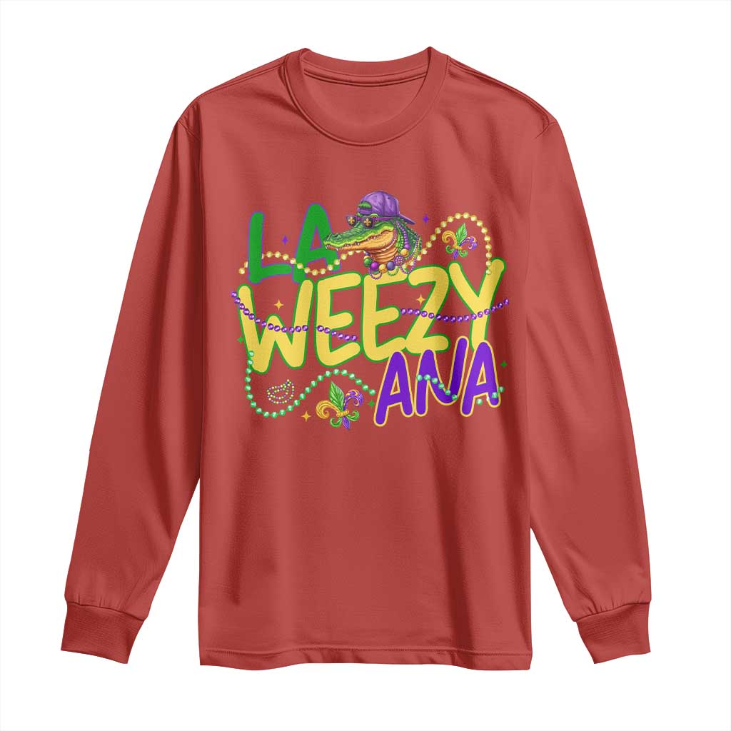 Mardi Gras Long Sleeve Shirt La Weezy Ana Hip Hop Aligator Louisiana