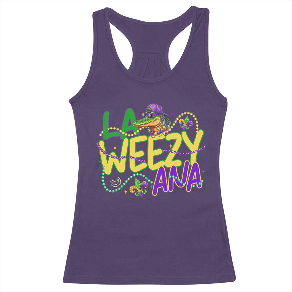 Mardi Gras Racerback Tank Top La Weezy Ana Hip Hop Aligator Louisiana