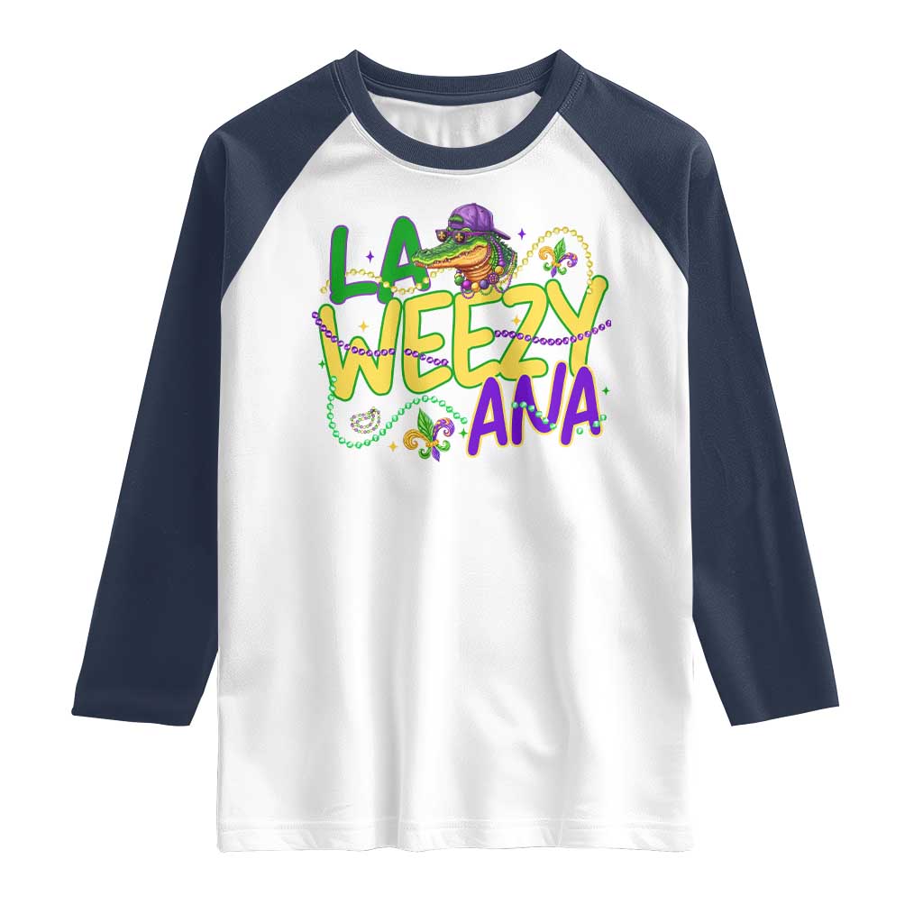 Mardi Gras Raglan Shirt La Weezy Ana Hip Hop Aligator Louisiana