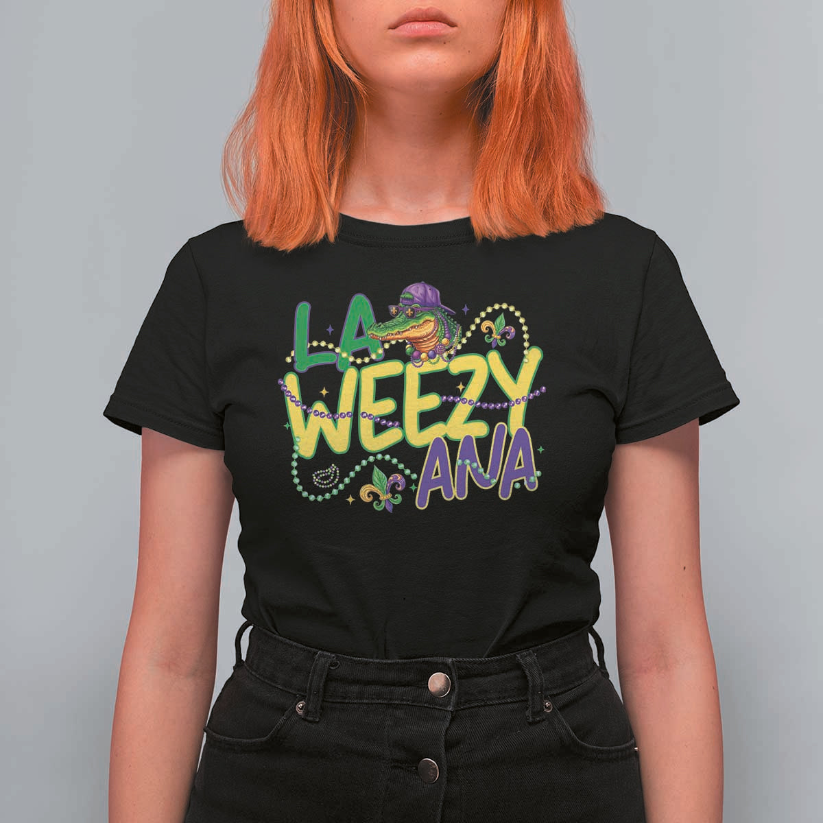 Mardi Gras T Shirt For Women La Weezy Ana Hip Hop Aligator Louisiana