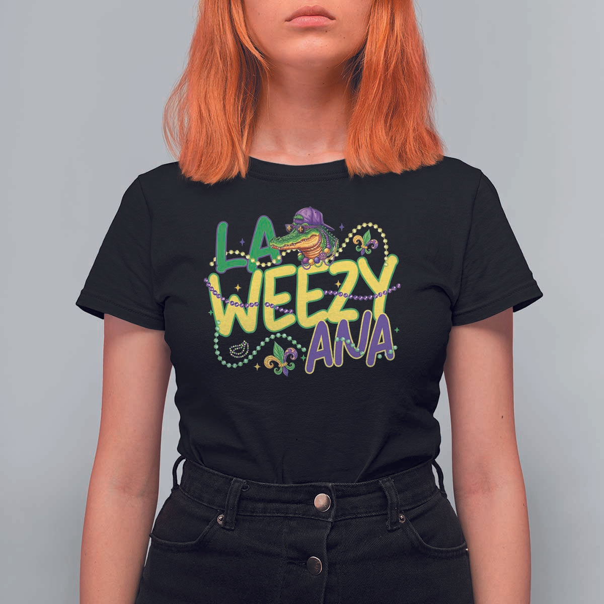 Mardi Gras T Shirt For Women La Weezy Ana Hip Hop Aligator Louisiana