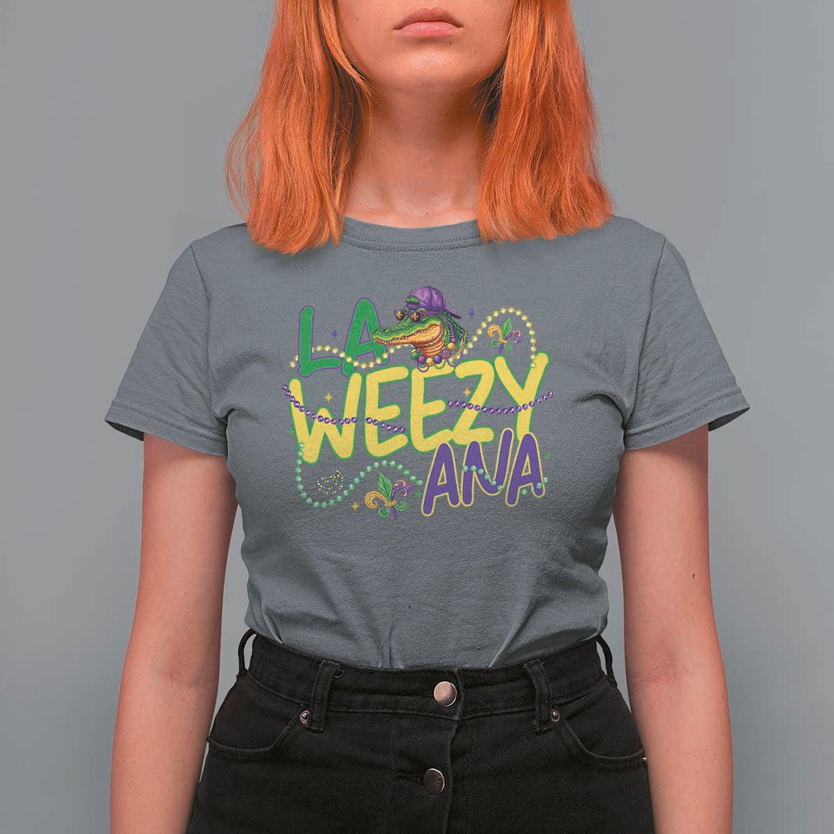 Mardi Gras T Shirt For Women La Weezy Ana Hip Hop Aligator Louisiana