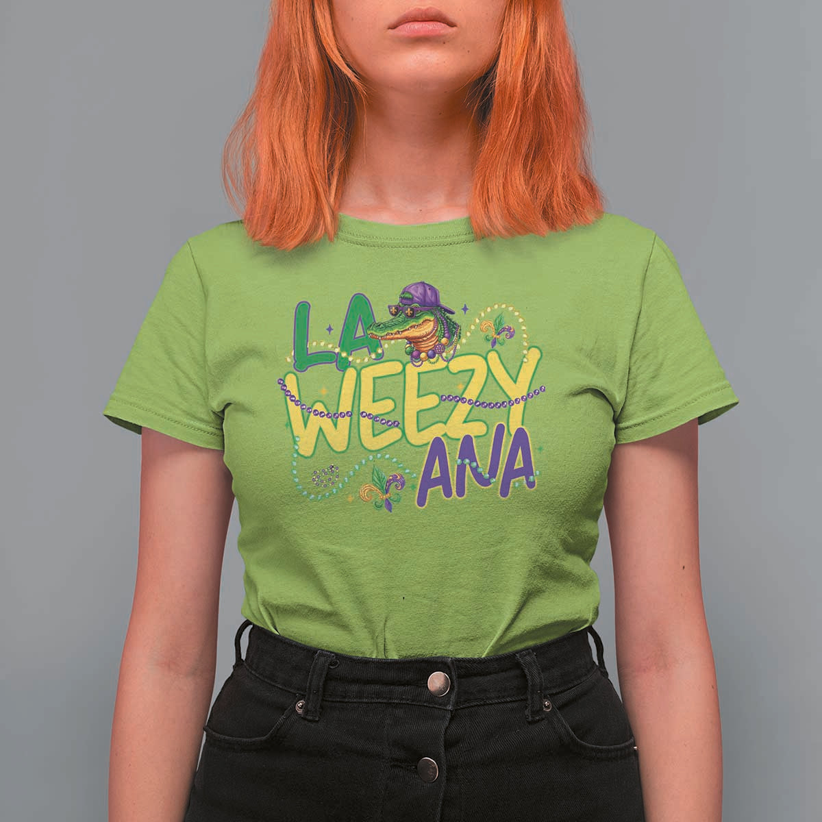 Mardi Gras T Shirt For Women La Weezy Ana Hip Hop Aligator Louisiana