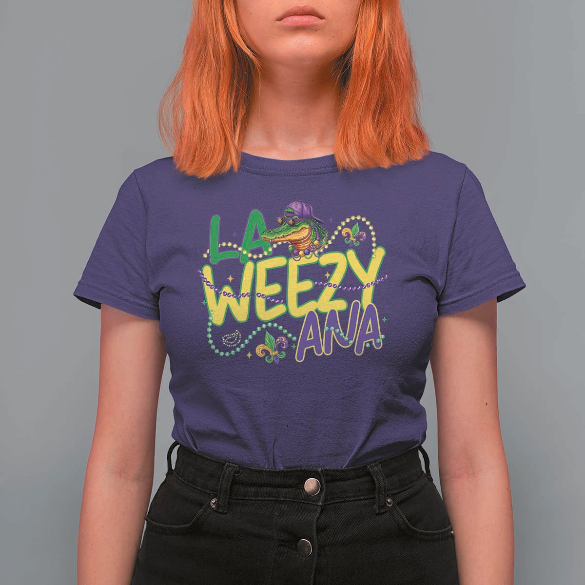 Mardi Gras T Shirt For Women La Weezy Ana Hip Hop Aligator Louisiana