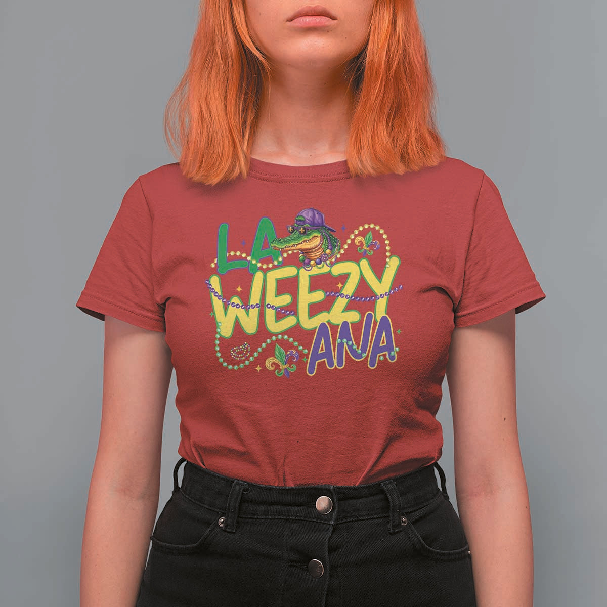 Mardi Gras T Shirt For Women La Weezy Ana Hip Hop Aligator Louisiana