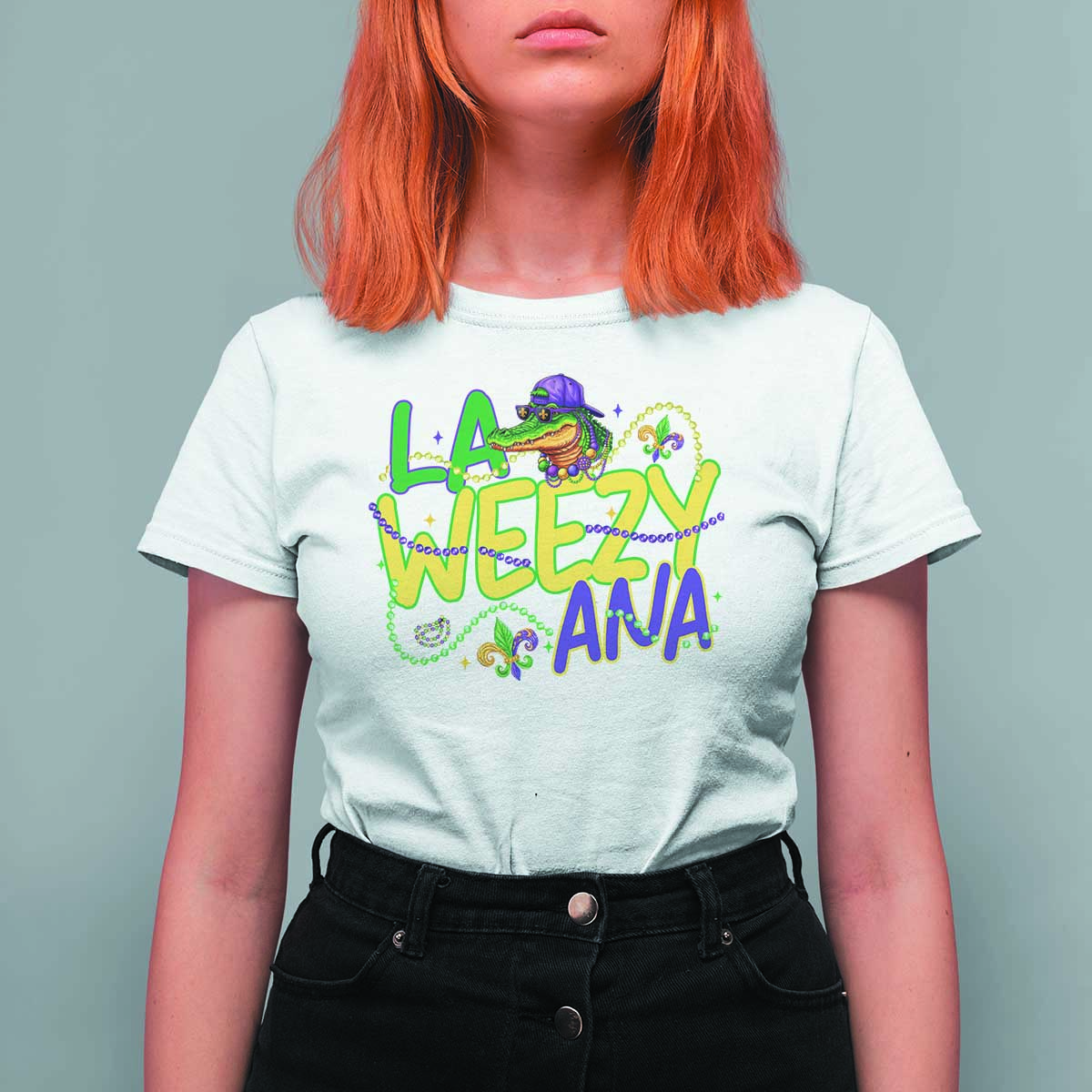 Mardi Gras T Shirt For Women La Weezy Ana Hip Hop Aligator Louisiana