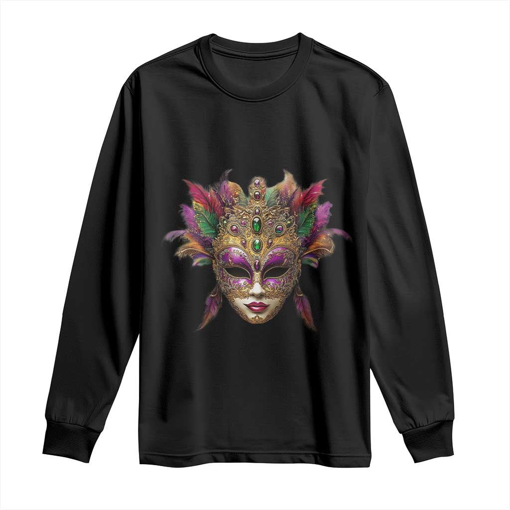 Jeweled Mask Louisiana Mardi Gras Long Sleeve Shirt
