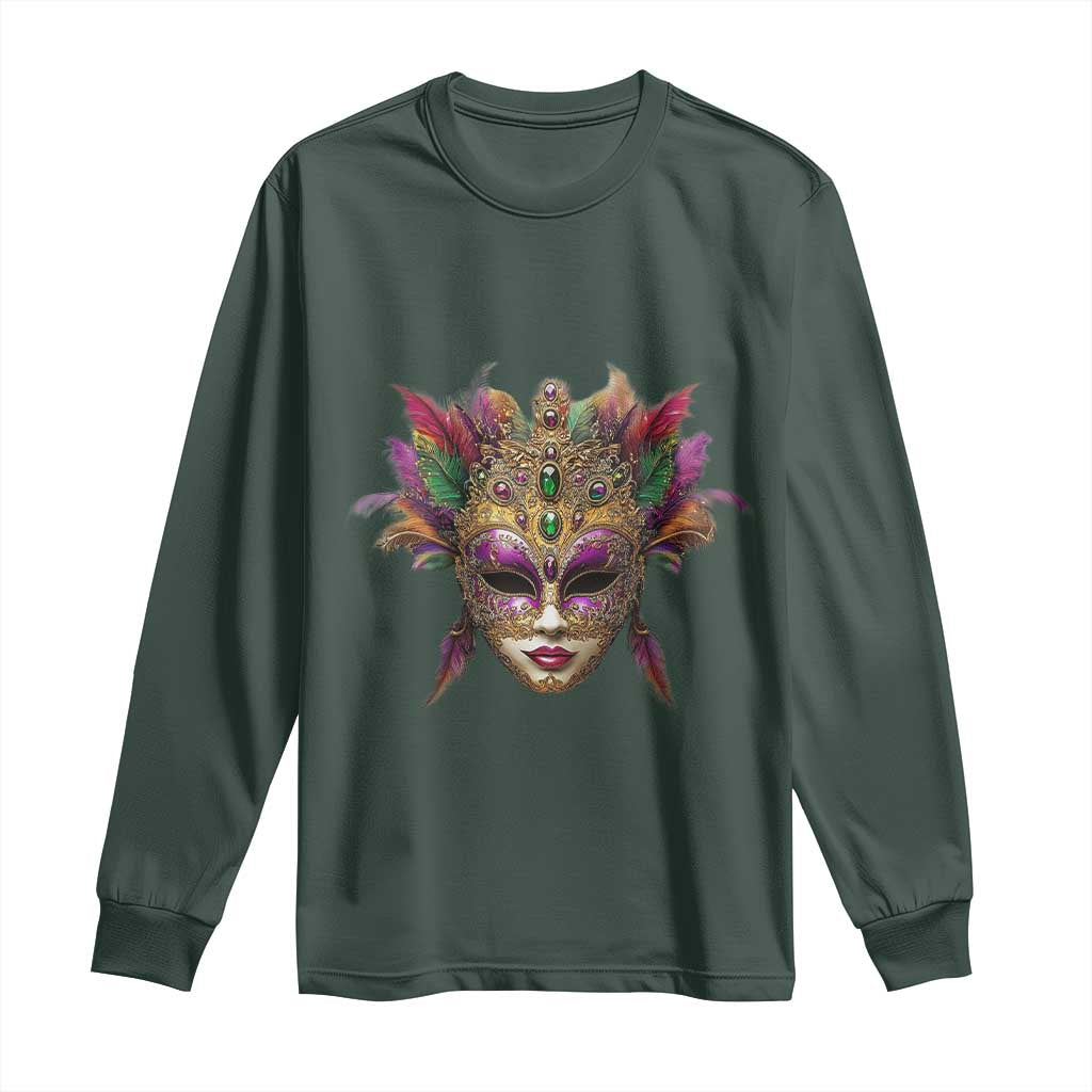 Jeweled Mask Louisiana Mardi Gras Long Sleeve Shirt
