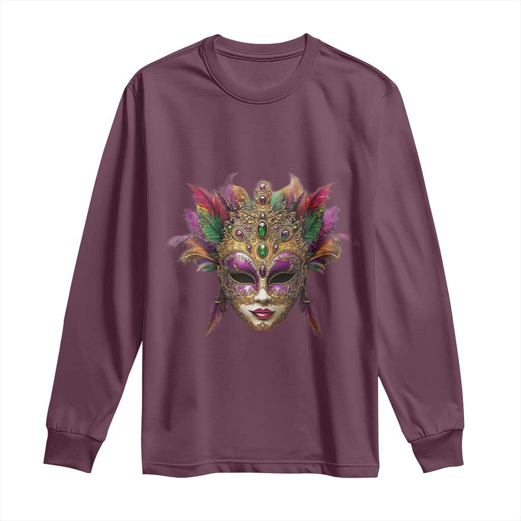 Jeweled Mask Louisiana Mardi Gras Long Sleeve Shirt
