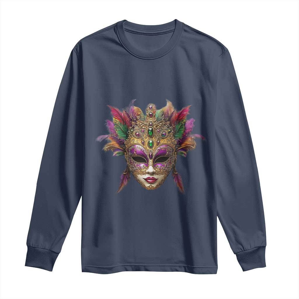 Jeweled Mask Louisiana Mardi Gras Long Sleeve Shirt