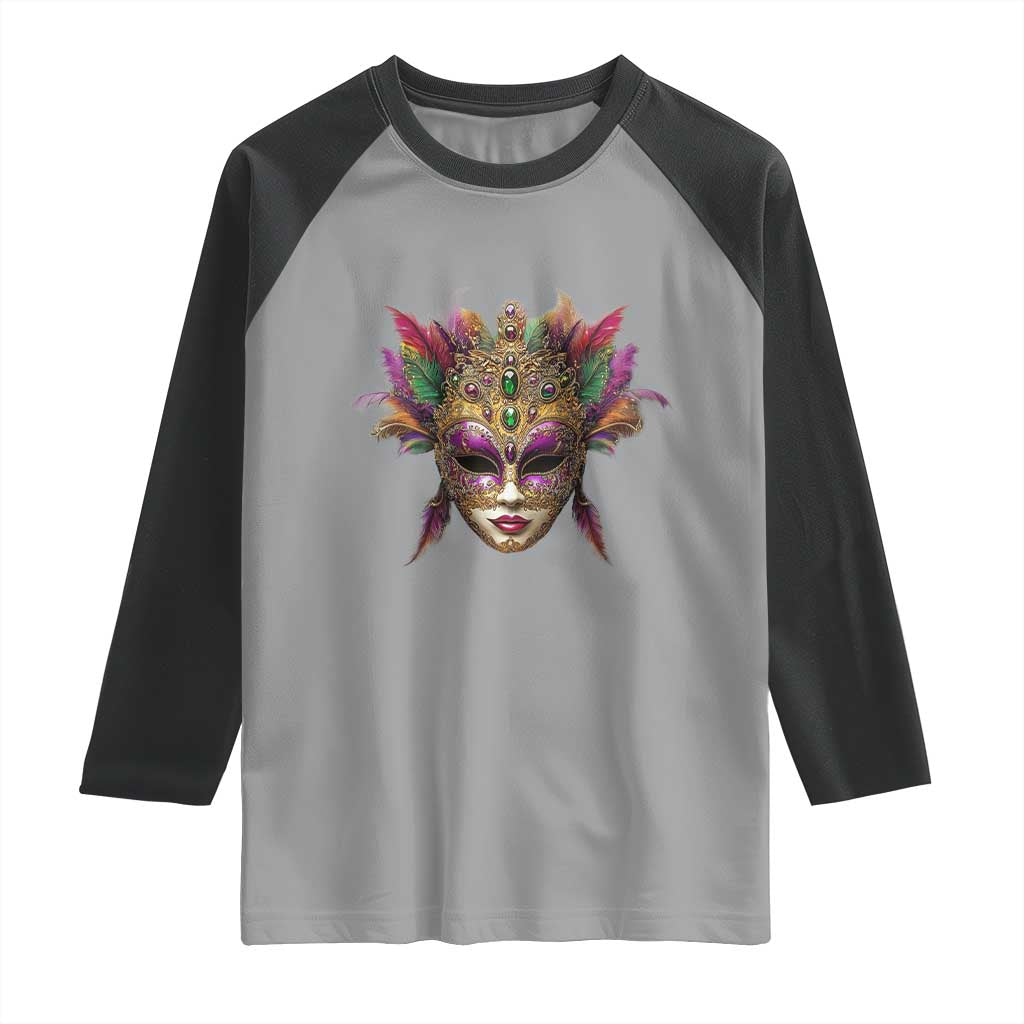 Jeweled Mask Louisiana Mardi Gras Raglan Shirt