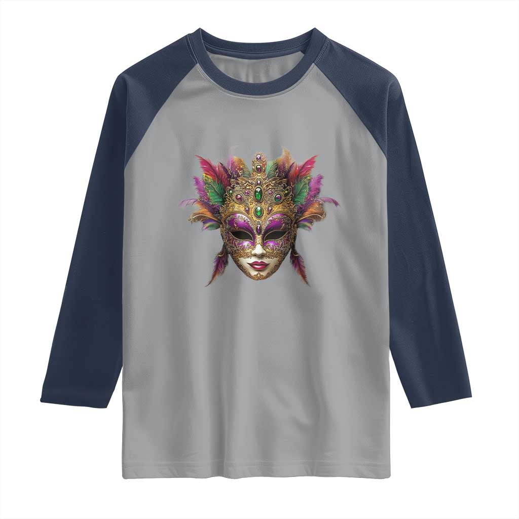 Jeweled Mask Louisiana Mardi Gras Raglan Shirt